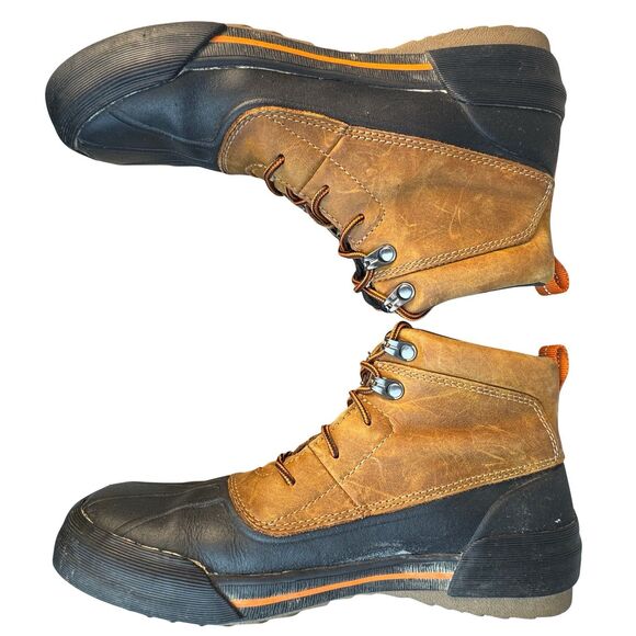 Clarks Gilby McKinley Duck Boots Waterproof Lace Up Women Size 8M Brown/Orange - Picture 4 of 12
